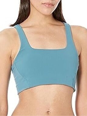 FREE PEOPLE MOVEMENT NEVER BETTER SQUARE NECK BRA MISTY BLUE WOMEN’S LARGE